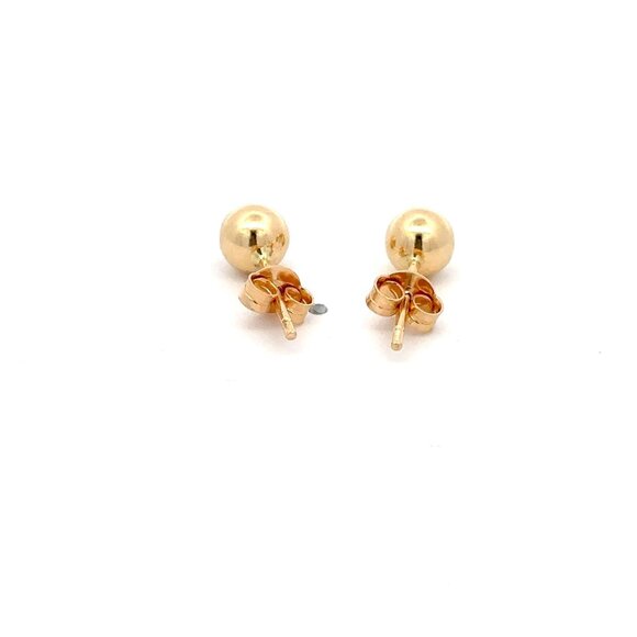 18K Gold Earrings Stud Balls Polished Small 1.55 grams - Picture 4 of 9
